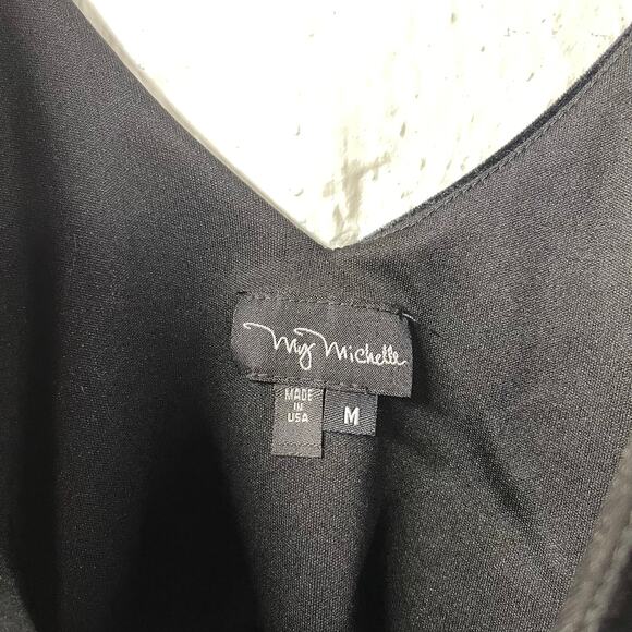 My Michelle Velour Top Open Back Medium Vintage 3/4 Sleeve Fitted Stretchy - Picture 3 of 7